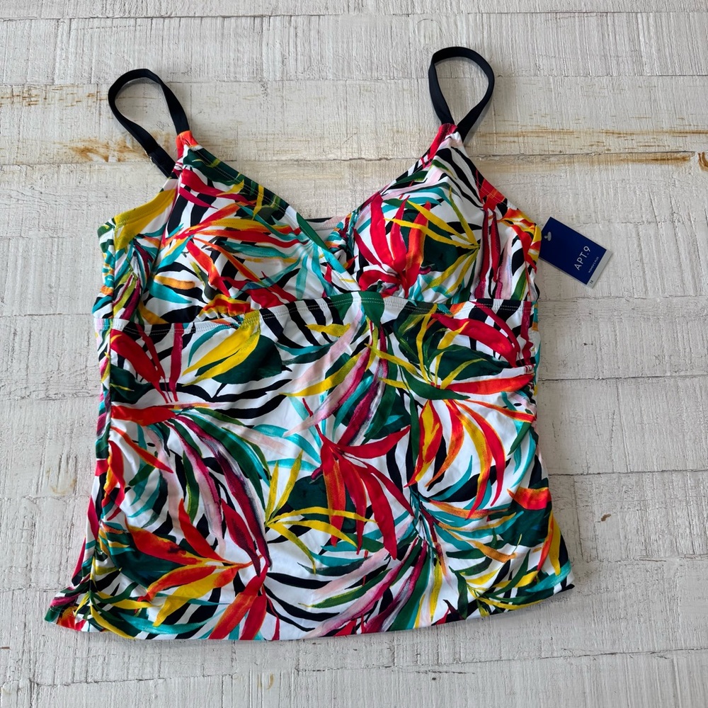 Apt. 9 Batik Tankini Top NWT size‎ 1X Colorful Palm Print Halterkini Swimsuit